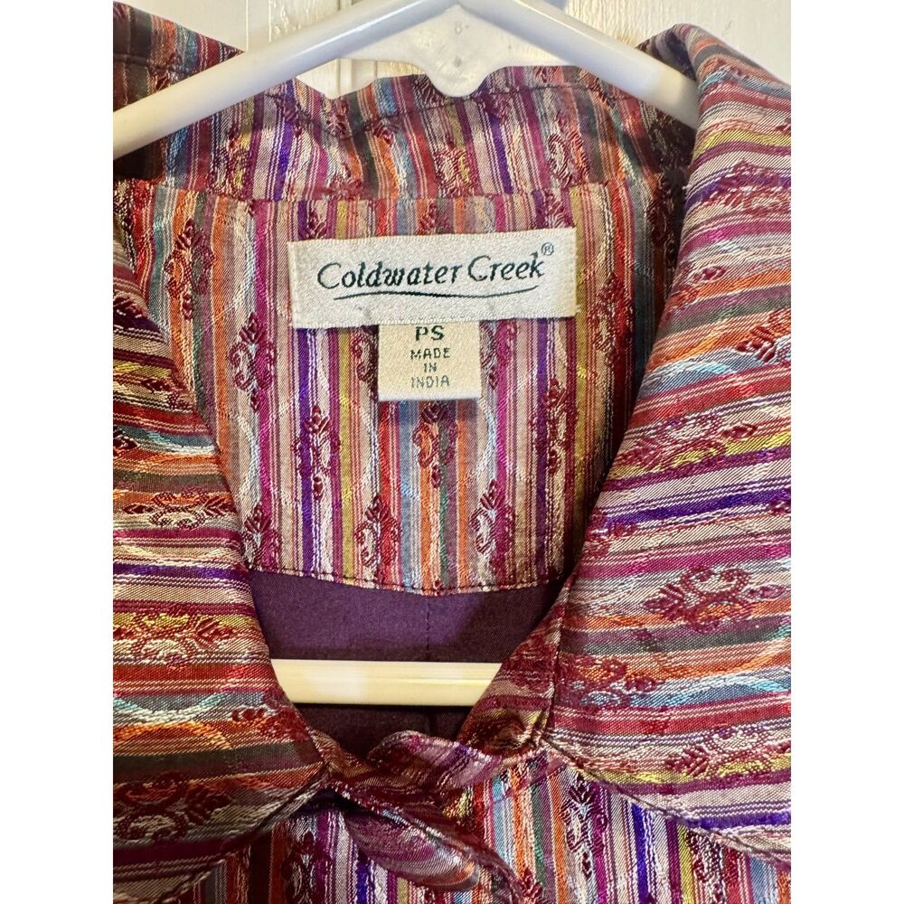 Coldwater Creek Petite Small PS Multicolor Striped Tapestry Jacket Blazer Boho